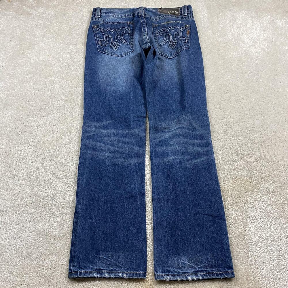 MEK Denim Cody Straight Jeans Mens 34x34 Blue Medium Wash Button Fly Embroidered